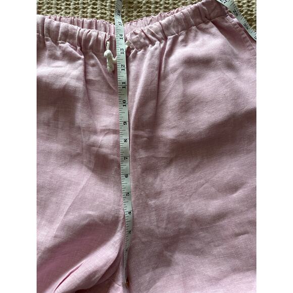 FLAX 100% Linen Pink Cropped Wide Leg Pull On Pants Small - Picture 4 of 7